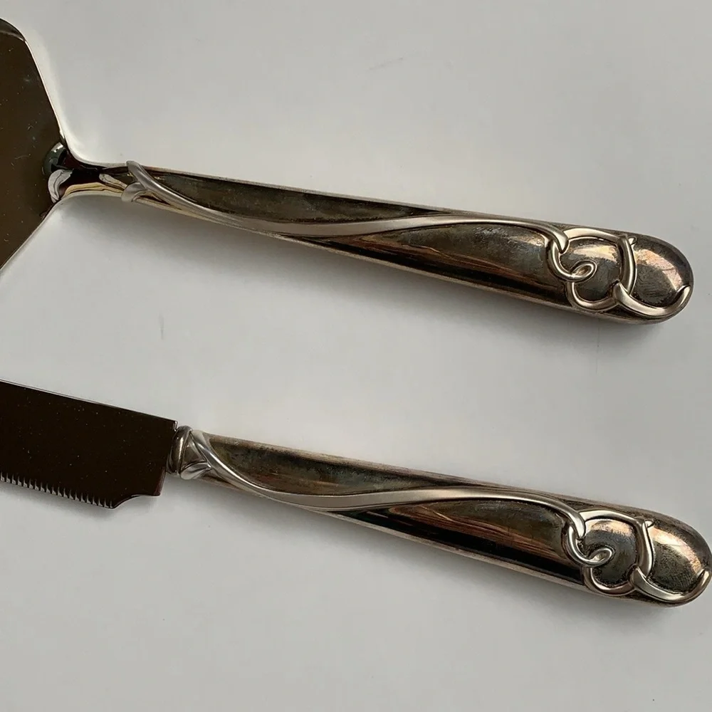 LENOX Like New Forevermore Heart 2 Piece Dessert Set Knife & Cake Serving
